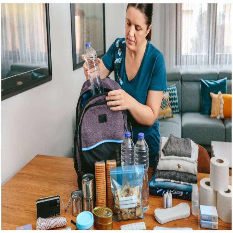 Woman preparing for a Hurricane